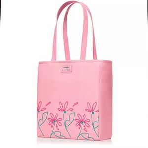 Clinique Pink Canvas Tote with Floral Design